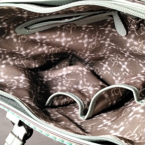 Jessica Simpson Scallop Detail Satchel Shoulder Bag Robin Egg Blue With Pockets - Picture 5 of 7